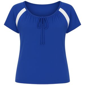 Conquista - Top - Blauw - Korte Mouwen - Met Contrasterend Inzetstuk