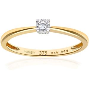 Verlovingsring, 9ct geelgoud IJ/I ronde briljante diamanten ring, 0,10 ct diamantgewicht
