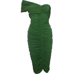Lanvin groene draped jurk met één schouder