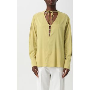 Zijde Blouse Sleutelgatdetail Metalen Sluitingen