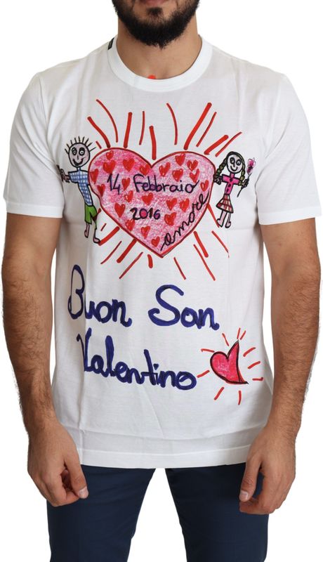 Dolce & Gabbana Wit Sint Valentijn Harten Print Heren T-shirt