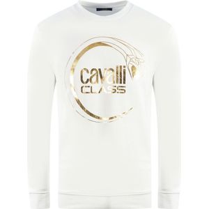 Cavalli Class Piercing Snake Logo White Sweatshirt - Maat 2XL