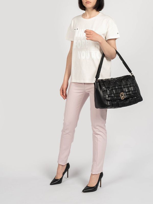 Patrizia Pepe - T-shirt - Wit - Katoen - Ronde Hals - Koffieprint