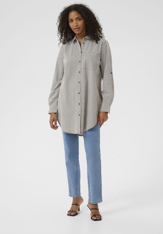 Overhemd met lang mouwen Loose fit Midnight/White Stripe blue white