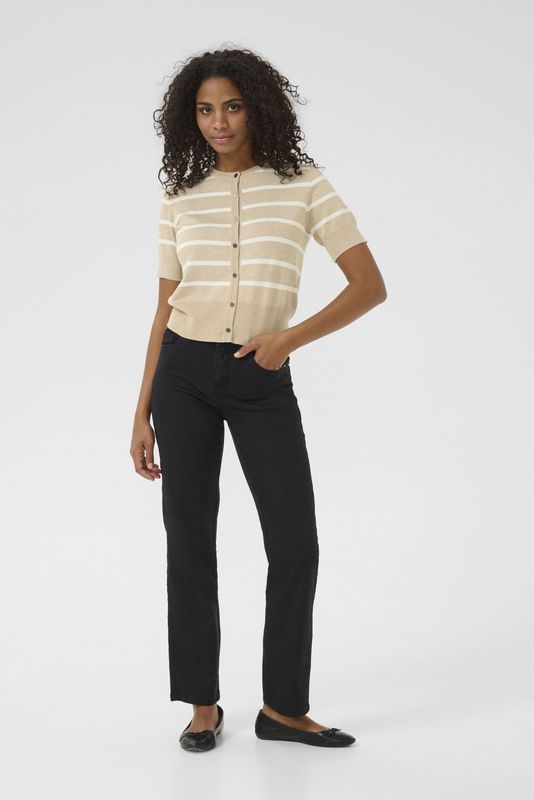 Kaffe - Gebreid Vest - Beige Gemêleerd / Wit - Lizza