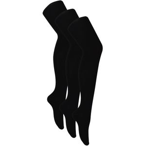 3 Paar Dames Bamboeleggings | Sock Snob | Zachte Effen Opaque Panty’s | Warme Zwarte Panty - Zwart