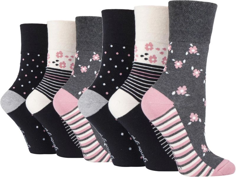 Gentle Grip - GG217 - Damessokken - Multicolor - 6 Paar zonder Elastisch Ontwerp