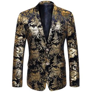 Stijlvolle gouden blazerjurk met bloemenblazer