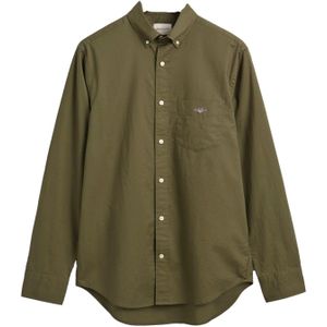 Gant Heren Klassiek Popeline Regular Overhemd (Kaki Groen)