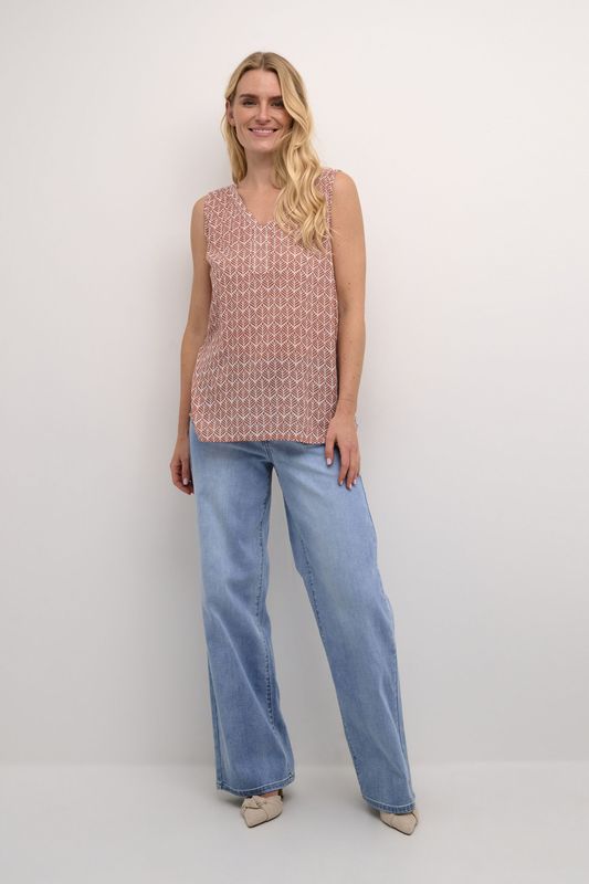 Kaffe - Amber - Bedrukte Damestanktop