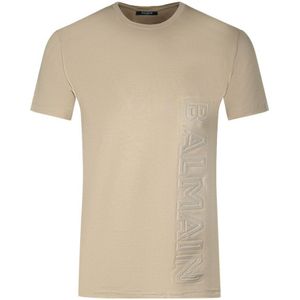 Balmain Brand Embossed Logo Sand T-Shirt - Maat M