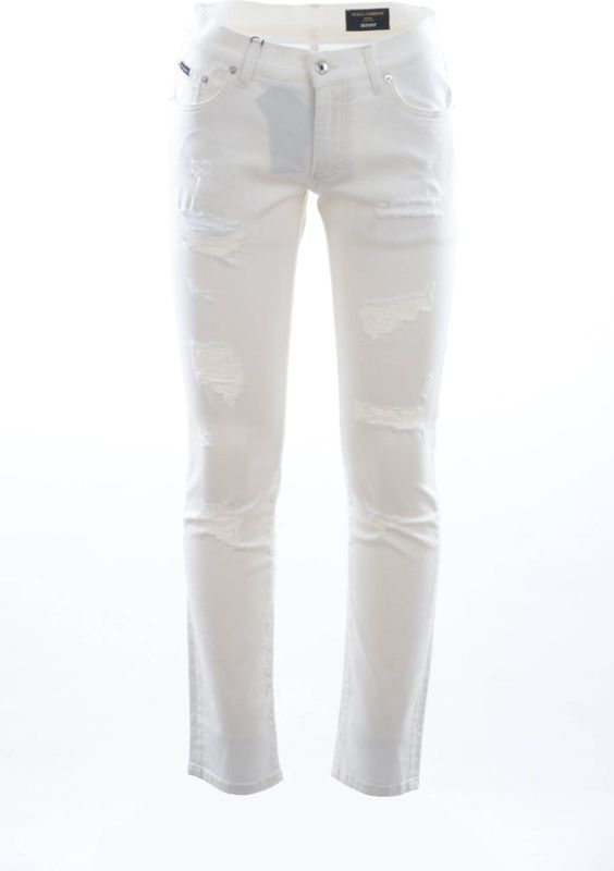 Dolce & Gabbana - Tattered Skinny Jeans - Wit - Katoen - Italiaans Vakmanschap