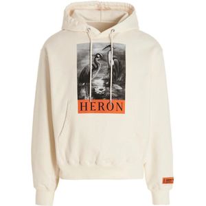 Heron Preston Heron-hoodie Met Trekkoord En Print In Wit - Maat L