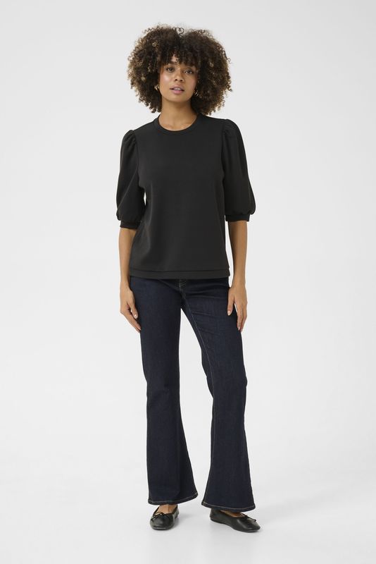 Blouse met korte mouwen Relaxed fit Blac