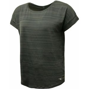 Diadora - Korte Mouw - T-shirt - Donkergrijs - Dames Sportkleding