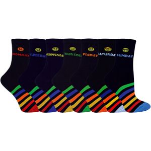 Set van 7 katoenen kindersokken voor nieuwe dagen van de week - Blauw