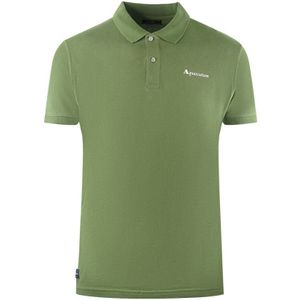 Aquascutum Brand Logo Plain Army Green Polo Shirt - Maat L