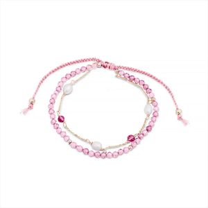 Luxenter armband, metaallegering en roze toermalijn 18K vergulde afwerking