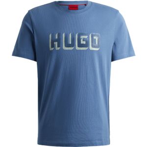 Hugo Heren Logo Bedrukt Katoenen Jersey T-shirt (Blauw)