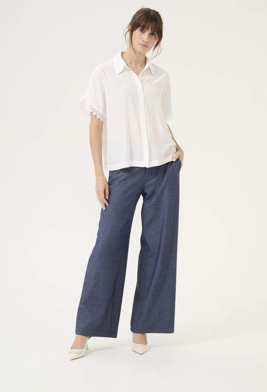 Overhemd - Cream - Relaxed Fit - Korte Mouwen