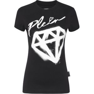 Philipp Plein - T-Shirt Ronde Hals - Zwart - Dames - Katoen