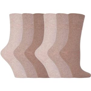 IOMI - 6 stuks sokken zonder elastiek diabetische sokken voor dames - Beige