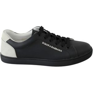 Dolce & Gabbana Dames Zwart Leer Laag Top Sneakers Schoenen - Maat 35