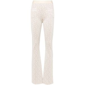 Palm Angels Monogram Jacquard Gebreide Broek Beige