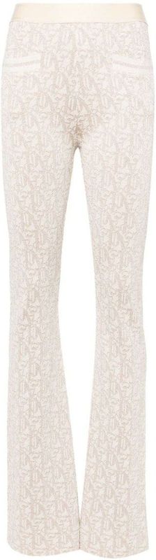 Palm Angels Monogram Jacquard Gebreide Broek Beige
