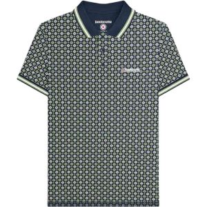 Lambretta Heren Geometrisch Poloshirt (Marine/Basil)