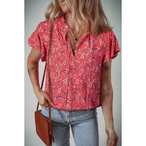 Bloemdruk Blouse met Flatterende Mouwen