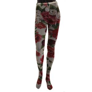 Dolce & Gabbana Dames Witte Bloemenprint Panty Nylon Kousen