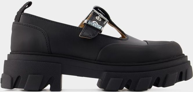Ganni - Mary Jane Loafers - Zwart - Synthetisch Leer - Slip-on Design