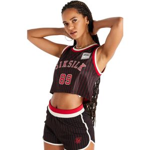 SikSilk Dames/Dames Cropped Basketbal Vest Top (Zwart, Rood)