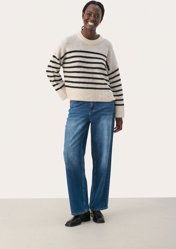 Pullover - Regular Fit - Zwart - Offwhite