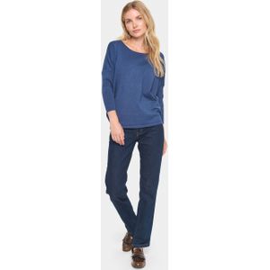 Saint Tropez - Titan Melange R-Neck Pullover Sweater - Blauw - Dames