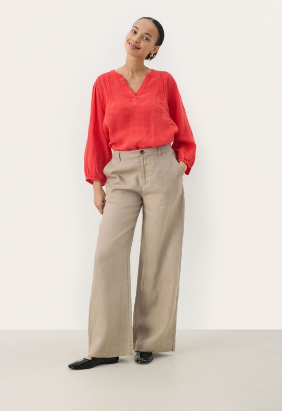 Part Two - Ribbroeken - Beige - 100% Linnen - Middelhoge Taille - Losse Pasvorm