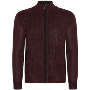 Cappuccino Italia Sweaters Cable Cardigan Burgundy Rood - Maat XL