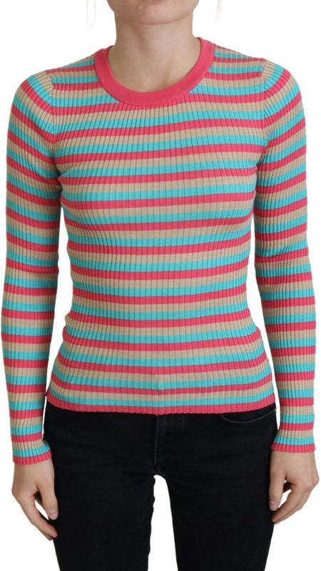 Dolce & Gabbana Multicolor Crewneck Pullover Zijde Dames Trui
