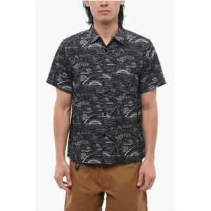 Allover print overhemd met korte mouwen in zwart