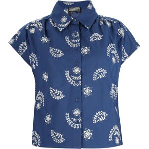 Dreimaster - Blouse - Marine - Dames - Wol - Wit