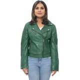 Dames - Leren Biker Brando Jas - Zwart