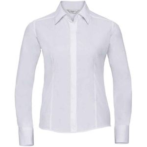 Russell Collection Dames/Dames Poplin met Lange Mouwen Formeel Overhemd (Wit)