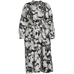 VERO MODA CURVE Gebloemde Blousejurk VMJENNY  Zwart/wit - Maat 6XL