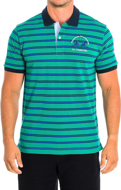 La Martina - Gestreept Poloshirt - Groen - Katoen - Korte Mouwen