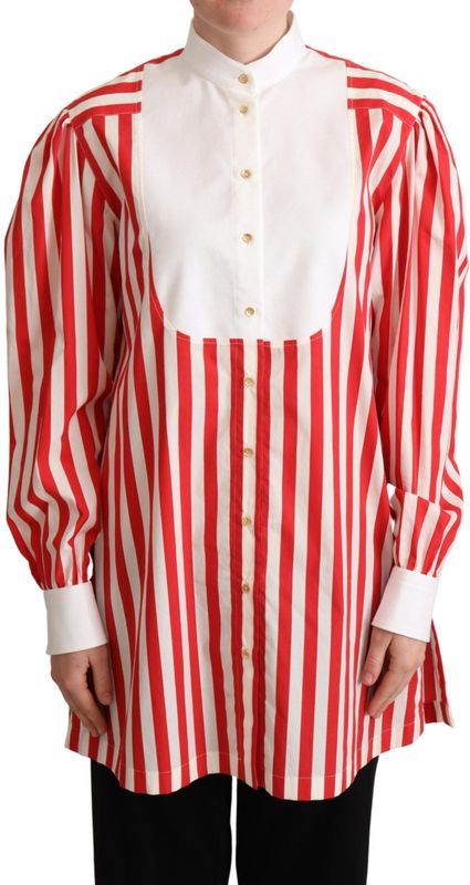 Dolce Gabbana - Striped Poplin Shirt - Rood/Wit - Overhemd