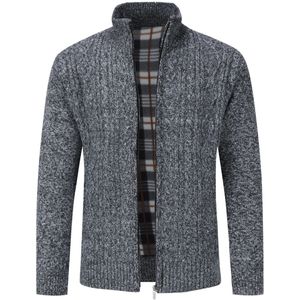 Herenvest met ritssluiting Grof gebreid vest met opstaande kraag voor de winter donkergrijs