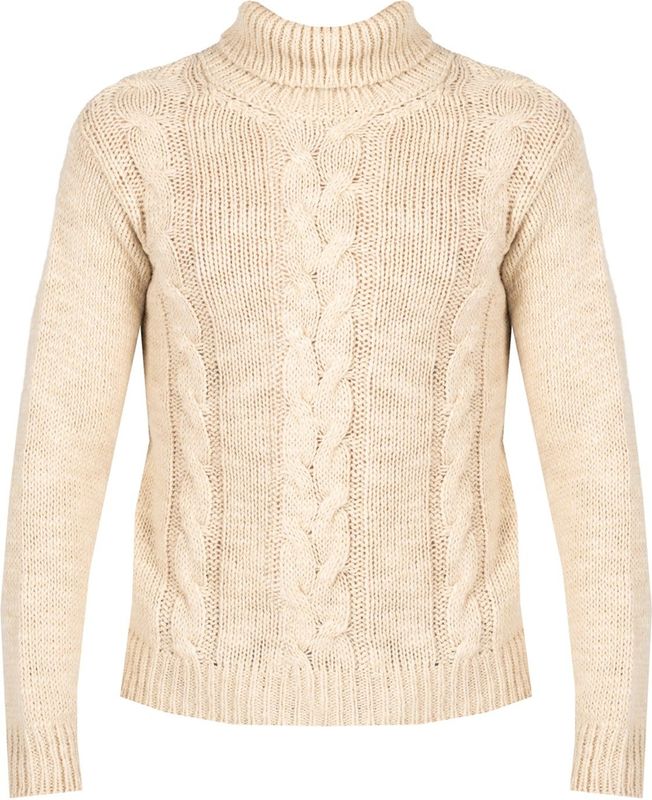 Xagon Man - Gevlochten Coltrui - Beige - Heren - Wol