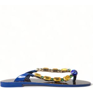 Dolce & Gabbana - Jeweled Thong Sandals - Blauw - Instappers