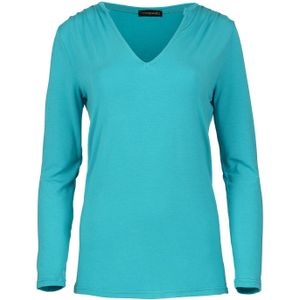 Jersey V Hals Top - Turquoise - Lange Mouwen
